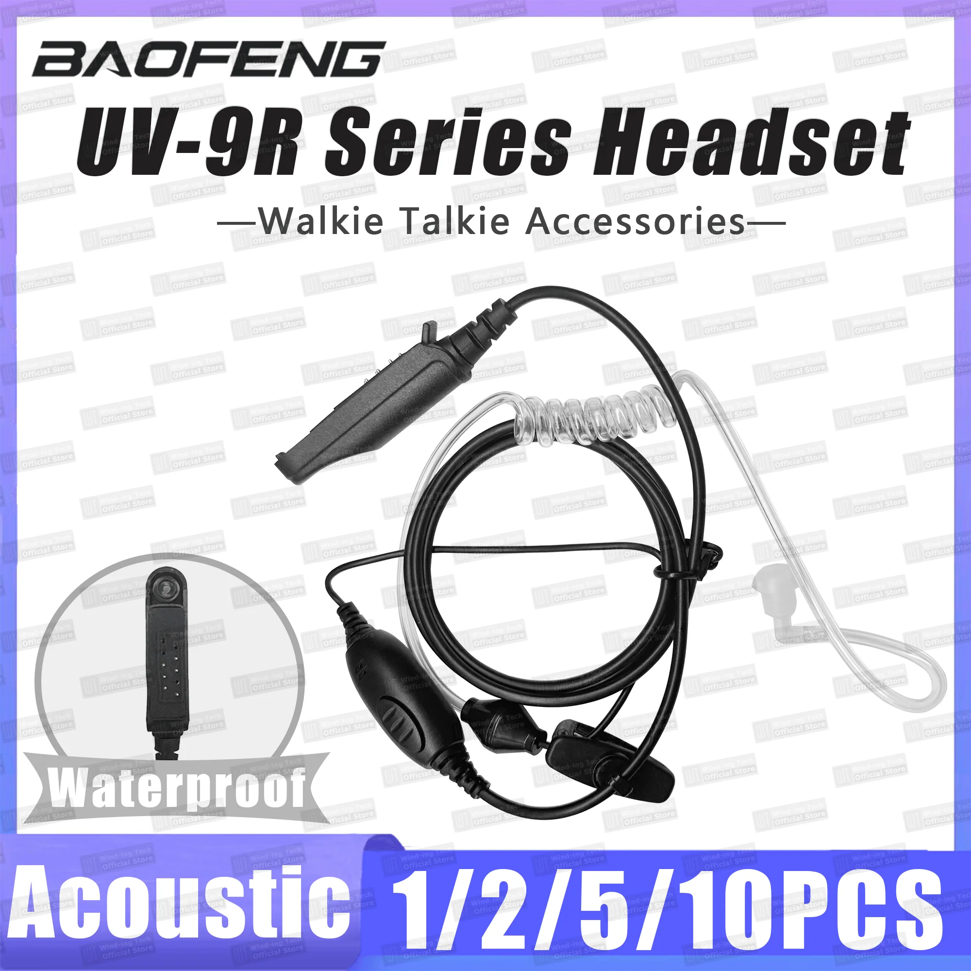 BAOFENG اسلكية تخاطب سماعة رأس صوتية UV-9R سلسلة الهواء أنبوب سماعات سماعة UV-68 برو سماعة أجهزة الراديو التخييم مقاوم للماء