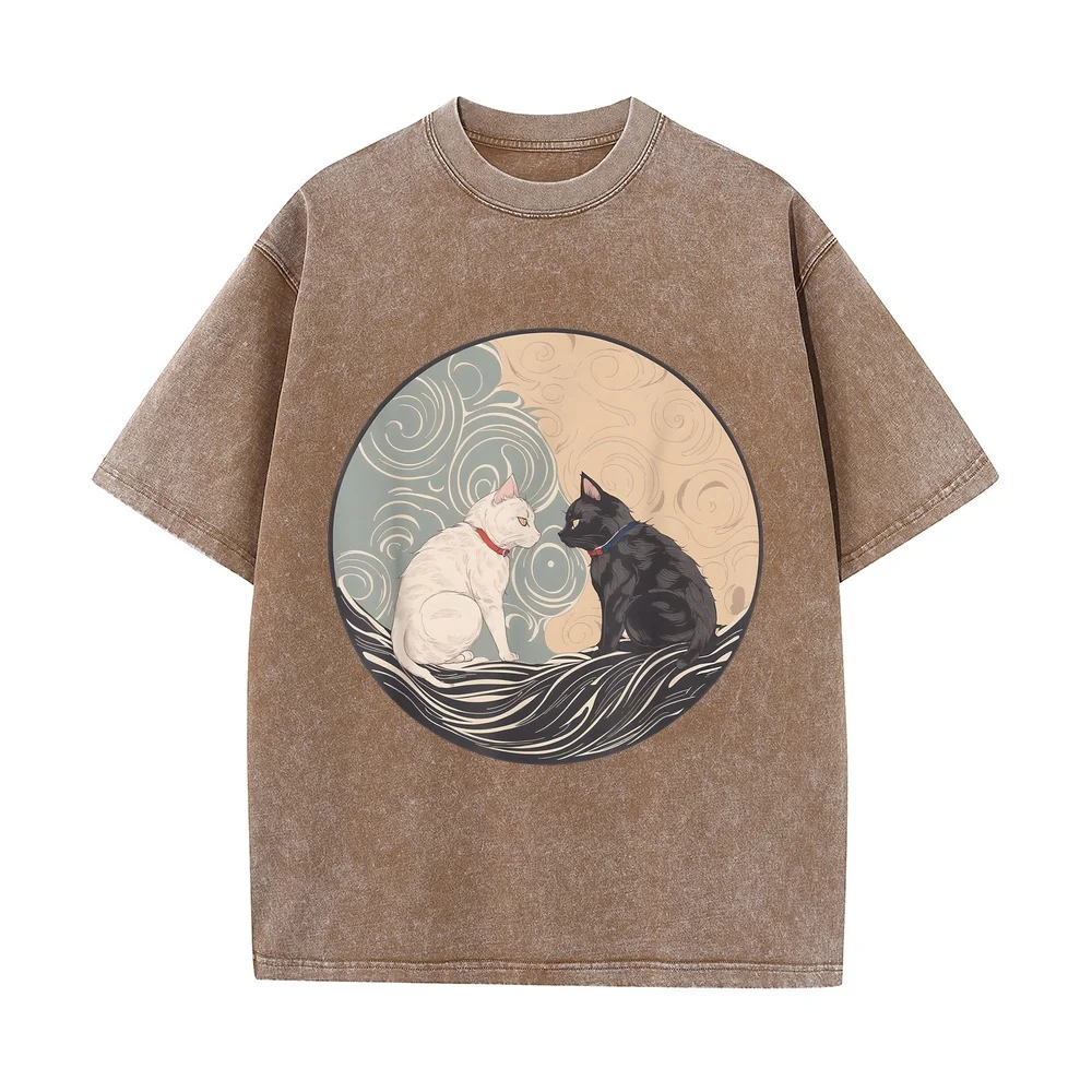 Ukiyo-e Cats T-Shirt 남자 T Shirt Homme Coton 100% Full Size Cotton Cute Print Men Plus Graphic Tee Cat Lover Pet Owner Short
