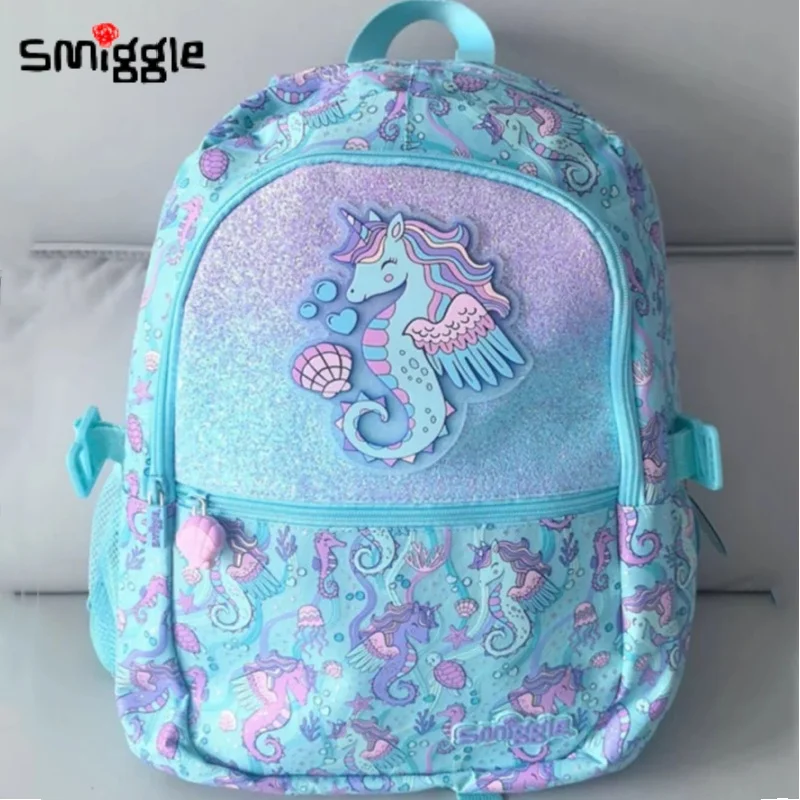 

Австралийский школьный рюкзак Smiggle небесно-голубого цвета с морским коньком, Детские канцелярские принадлежности, рюкзак-карандаш, бумажник, чашка для воды, сумка для ланча, детские подарки