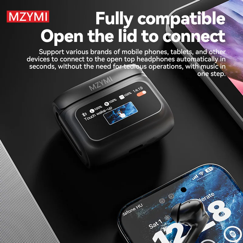 MZYMI-auriculares inalámbricos E20 Pro, cascos con Bluetooth 5,4, ANC, reducción de ruido, intrauditivos, estéreo, deportivos, impermeables