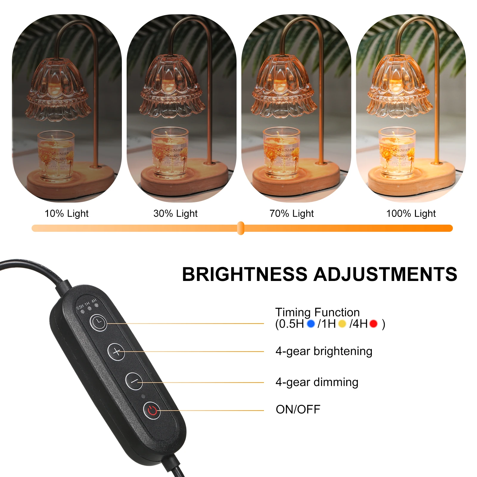 Литомическая лампа для подогрева свечей с регулируемой яркостью, ароматические свечи, восковой фонарь с таймером для маленькой и большой банки, ароматерапевтическая свеча