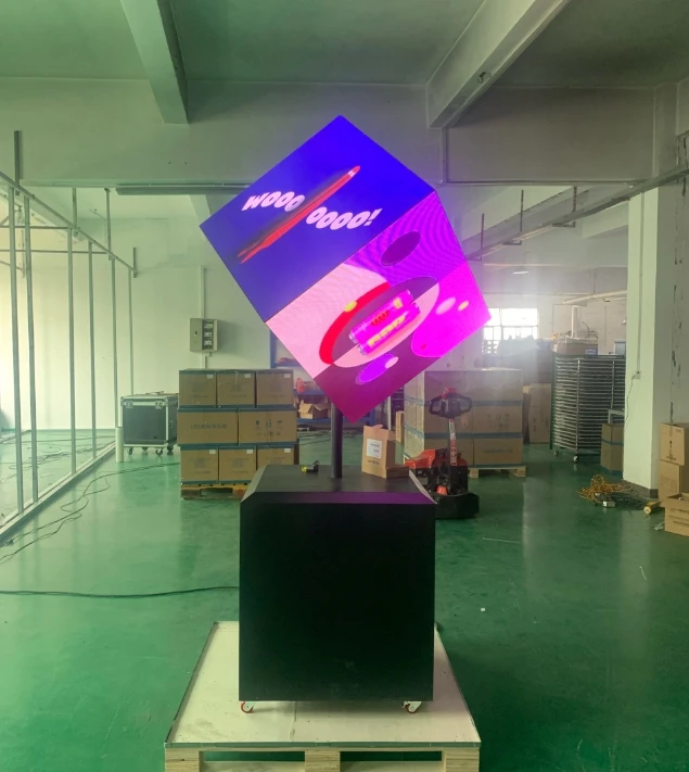 Full Color Led Display Indoor Commercial Advertising P4 Full-Color LED Cubic Display Digital 3D Video Logo Magic Cube Display