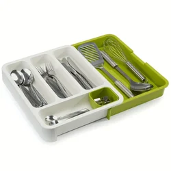 Expandable Multipurpose Cutlery Organizer Tray, Store Plate for Modular Kitchen Drawer Plastic Cutlery Set Storage Box