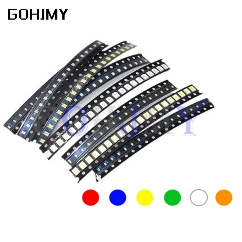 100pcs 0402 0603 0805 1206 1210 3528 5050 5730 smd led light emitting diode transparent red yellow green white blue LED Diode