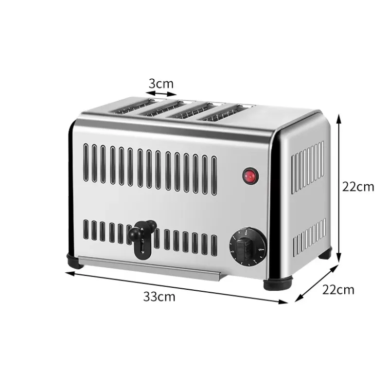 4-Slot Breakfast Bread Toaster with Built-In Timer for Bakery and Hotel Commercial Use