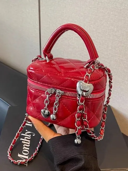 

Ele Red oulder Bag for Women Diamond Pattern Bridal Par Bag Faionable Wedding New Bride Bag Korean Sle