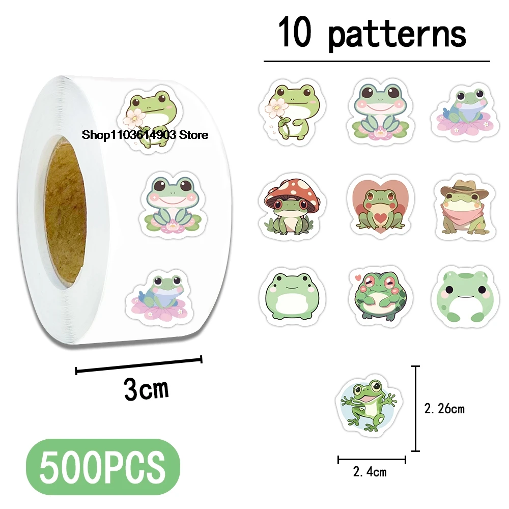 500pcs/roll Cartoon Cute frog stickers room decor wall art Wedding venue decoration school teacher supplies reward stickers