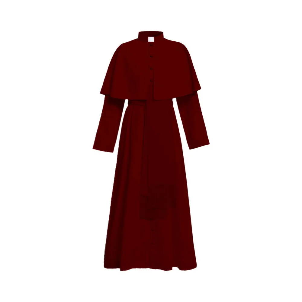 Cosplay legend Clergy Robe Cassock with Cincture Medieval Clergyman Vestments Roman Priest Robe Cassock Costume for Men Witch