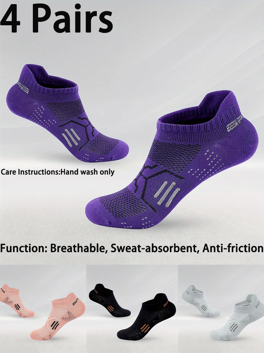 4 Pair Compression Ankle Socks for Running and Fitness - Moisture-Wicking and Breathable Crew Socks for Outdoor Sports