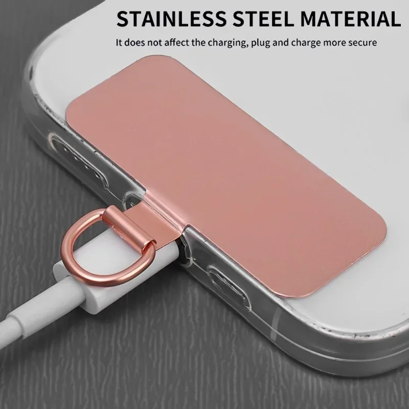 10-1Pcs Stainless Steel Phone Lanyard Gasket Patch Universal Ultra Thin Replacement Part Lanyard Tether Tabs for Iphone15 14 Pro