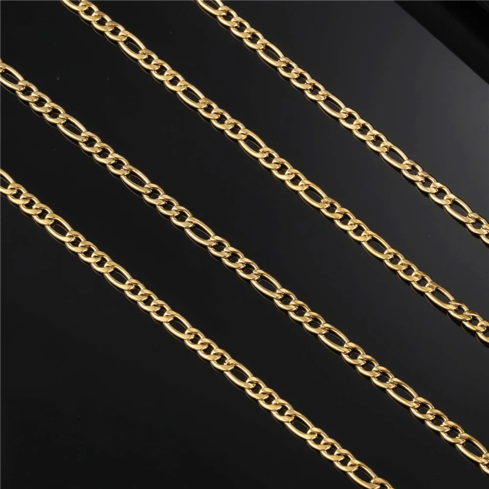 3MM Dünne Figaro-Kettenhalskette Vintage Herren Goldfarben Edelstahl Halskette Mode Damen Party Schmuck Trend Accessoires – Detail 5