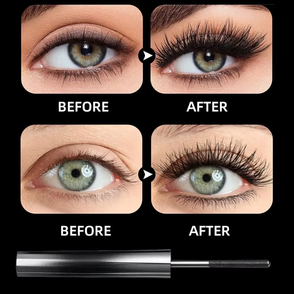 Wasch bare Mascara langlebige wasserdichte 3D-Curling-Mascara mit borsten losem Bürsten kopf für dicke Wimpern wisch fest, keine Abplatzungen