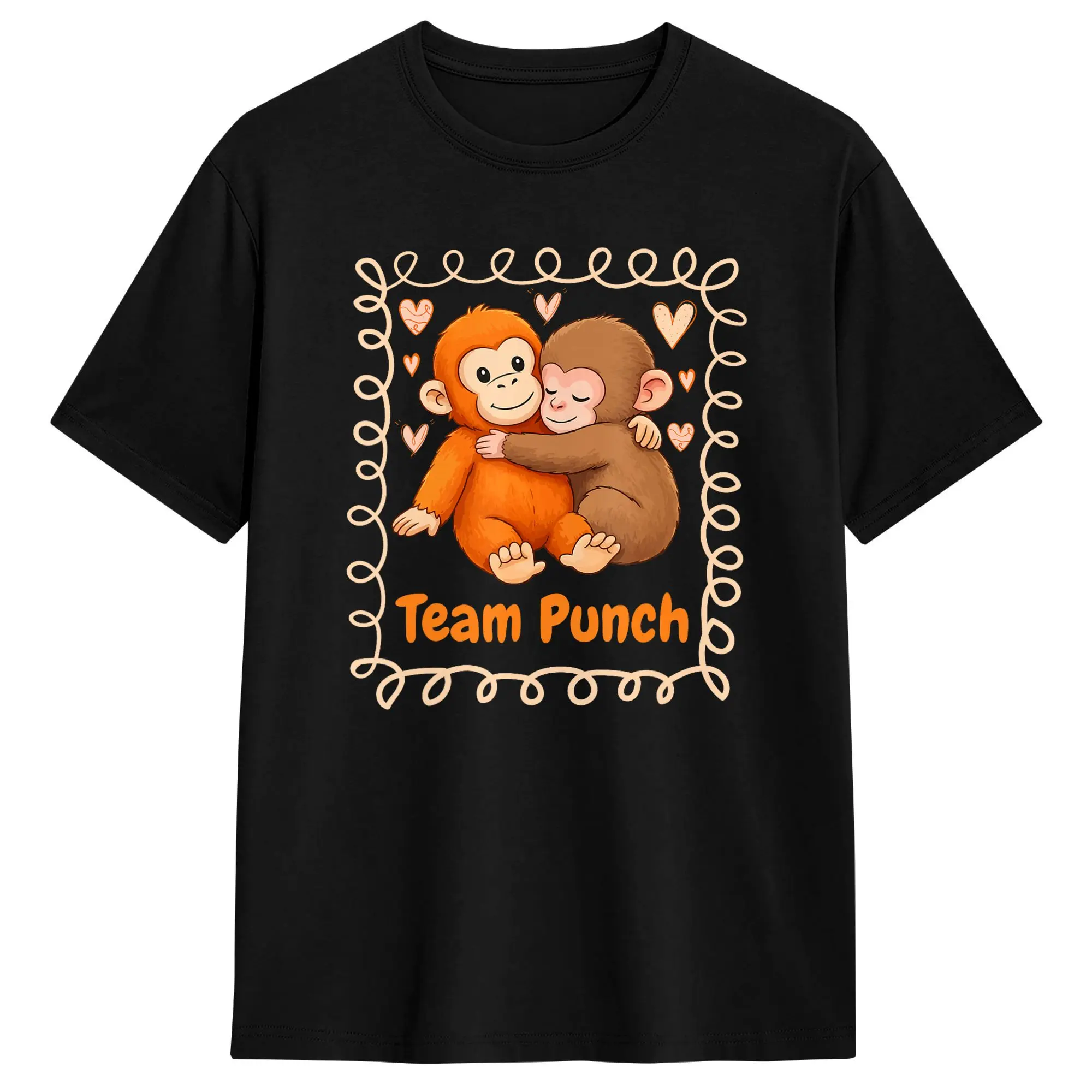 Team Punch Cute Monkey Lover Men T Shirts  Funny Tee Shirt Short Sleeve O Neck T-Shirts Cotton Summer Tops