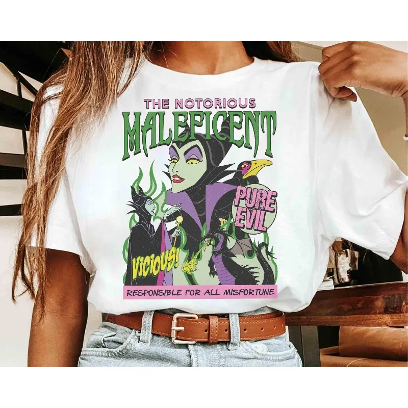 Vintage Maléfica Dragón Retrato Graffiti Disney La Bella Durmiente Villanos Camiseta, Desneyland Magic Kingdom Vacaciones Familiares