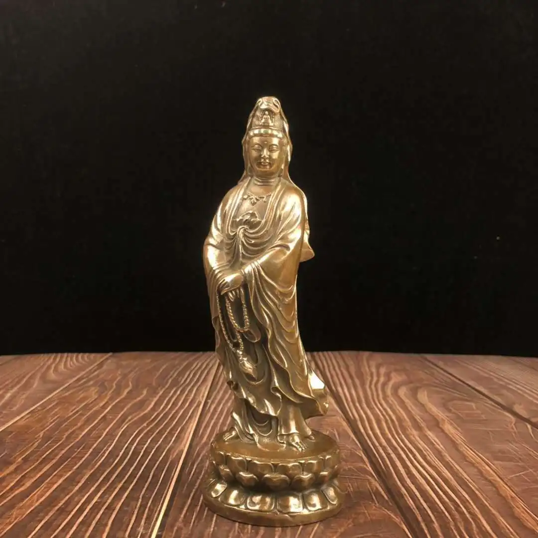 

Copper Buddha Beads Guanyin Statue Buddhist Guanyin Statue Office Home Decor Gift for Desk Ornament