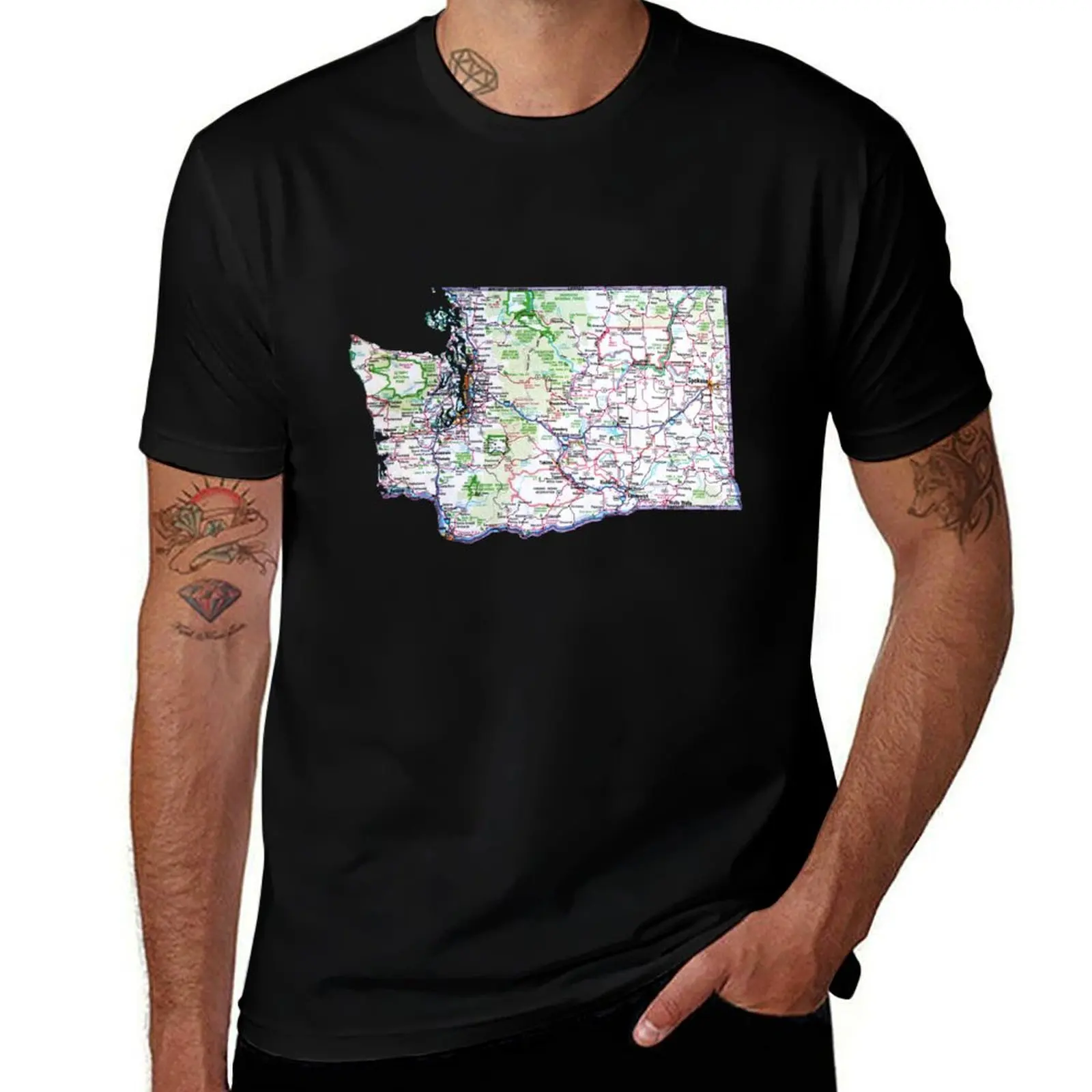 

Washington Roadmap T-Shirt korean fashion boys whites plus size tops blacks luxury clothes men
