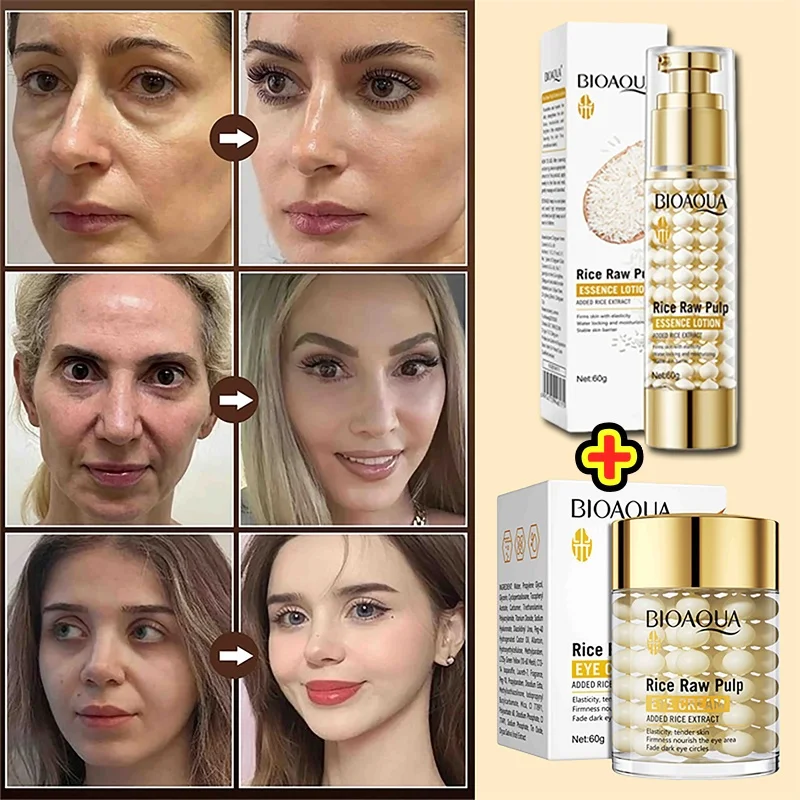 

Wrinkle Removal Rice Eye Cream Firming Face Essence Lotion Fade Fine Lines Moisturizing Brighten Skin Care Set Korean Products