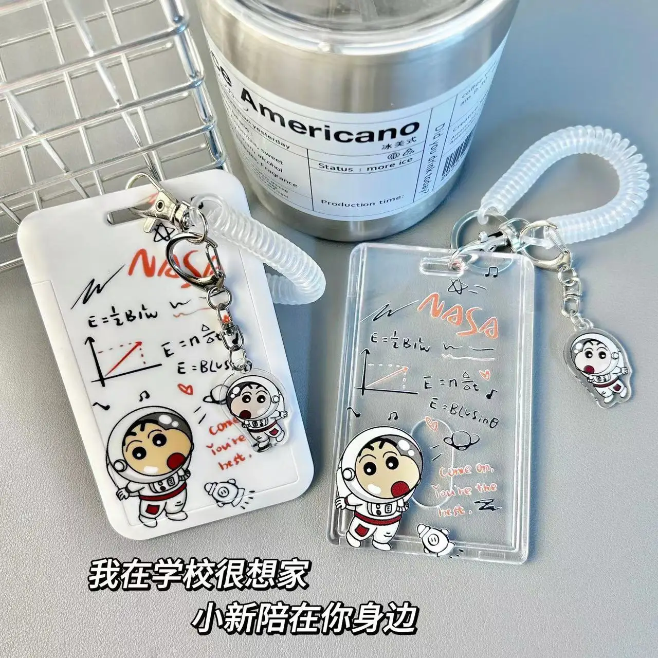 

Anime Crayon Shin-chan Keychain Cartoon Sliding Card Holder Student Meal Card Bus Card Lady ID Card Credit Card Holders Gifts