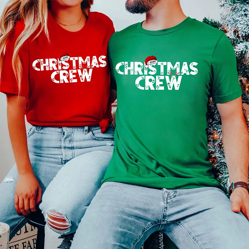 

Christmas Crew Shirt Women's Casual Fashion T-Shirts Family Christmas Graphic T-shirt Short Sleeve Top Cozy Holiday Party Gifts