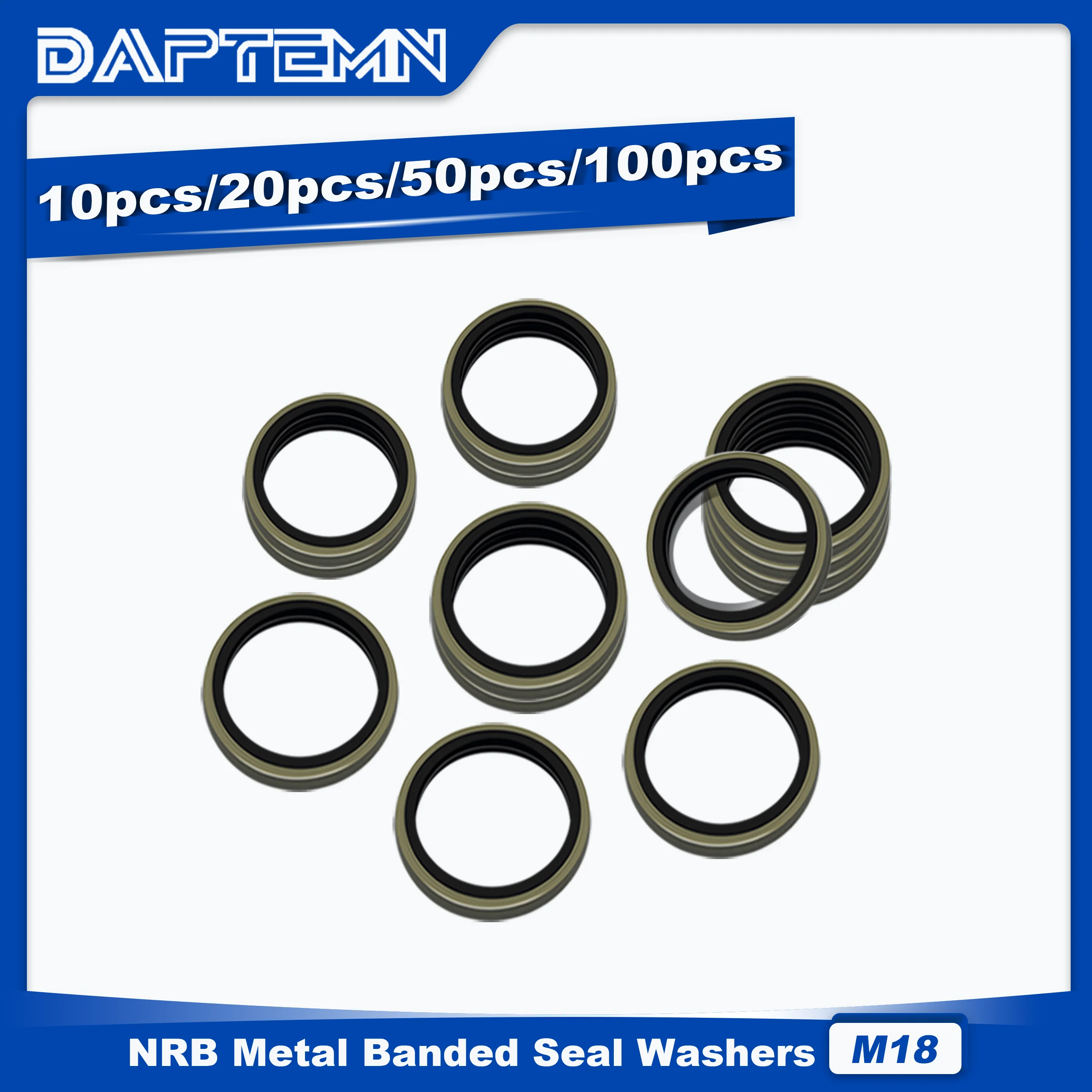 

Bonded Seal Washer, NBR Metric Metal Automotive Sealing Washers, M18 Self-Centred Sealing Rubber Gasket 10PCS 20PCS 50PCS 100PCS