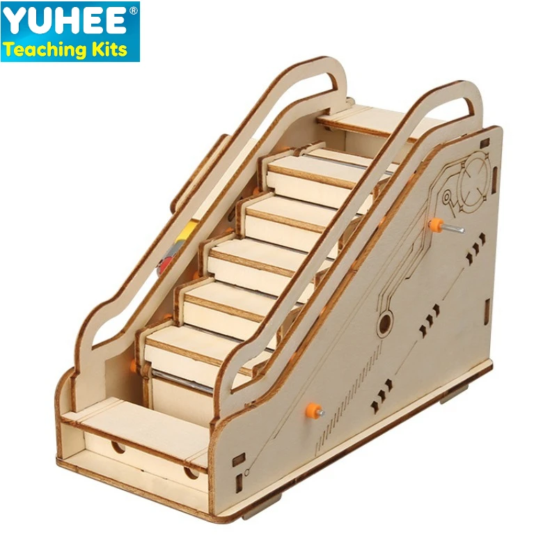 

DIY Wooden Electric Escalator Kit – STEM Conveyor Track Engineering Model for Kids, Educational Science Experiment Toy
