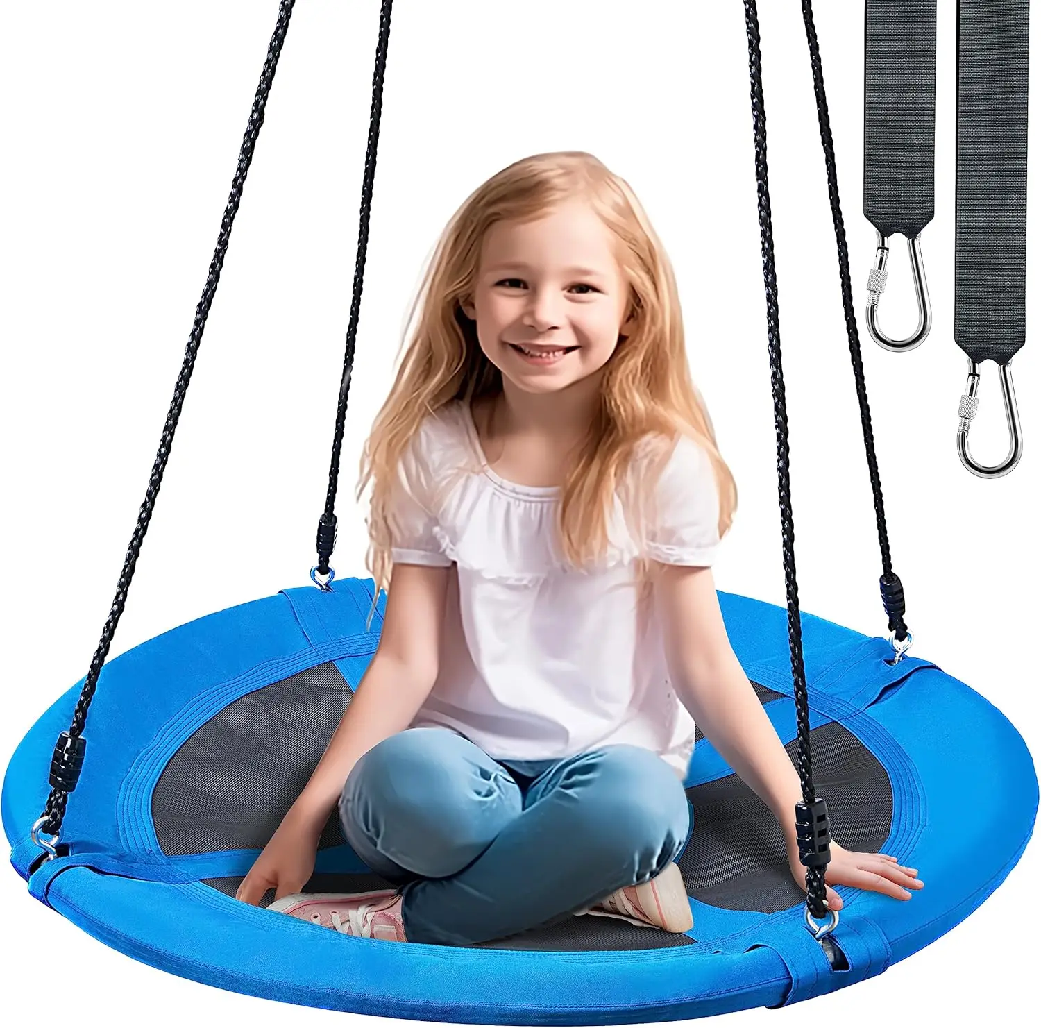 JOYFY Juego de columpio de árbol con platillo de 40 ", capacidad de peso de 900 libras, columpios Oxford impermeables y con correas colgantes para patio de juegos para niños al aire libre