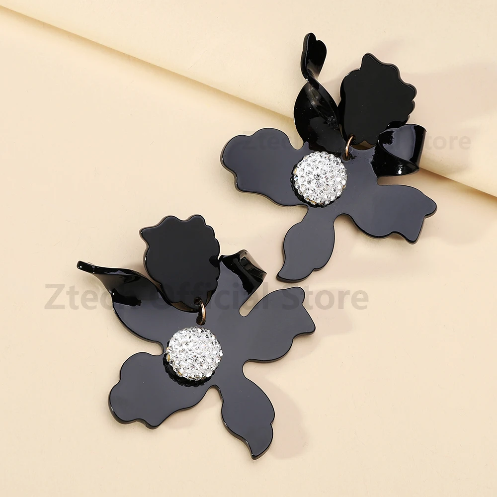 Fashion Elegant Irregular Colorful Acrylic Flower Drop Dangle Earrings For Women Luxury Wedding Party Fine Jewelry Accessories