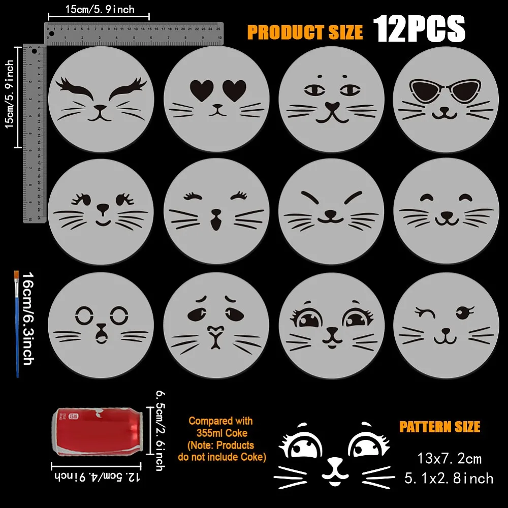 PET Hollow Out Drawing Painting Stencils for DIY Scrapbook Photo Album Expression 150x150mm 12pcs/set