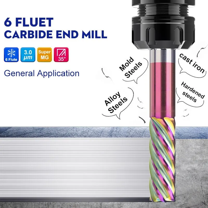 Imagem -02 - Xcan-fresa Espiral Revestida Azul Nano Bit Router Cnc Carbide End Mill Ferramenta Revestida Flauta 416 mm