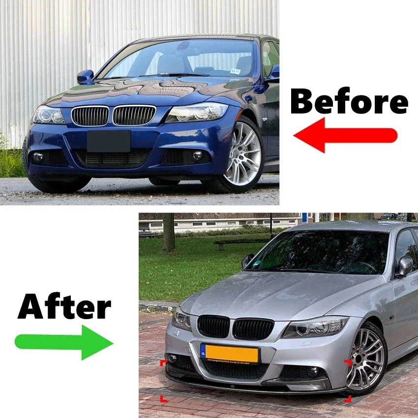 For BMW 3 Series E90 E91 LCI M Sport 2009 2010 2011 2012 Car Front Bumper Lip Spoiler Diffuser Splitters Cover Guard Trim By ABS - view 2