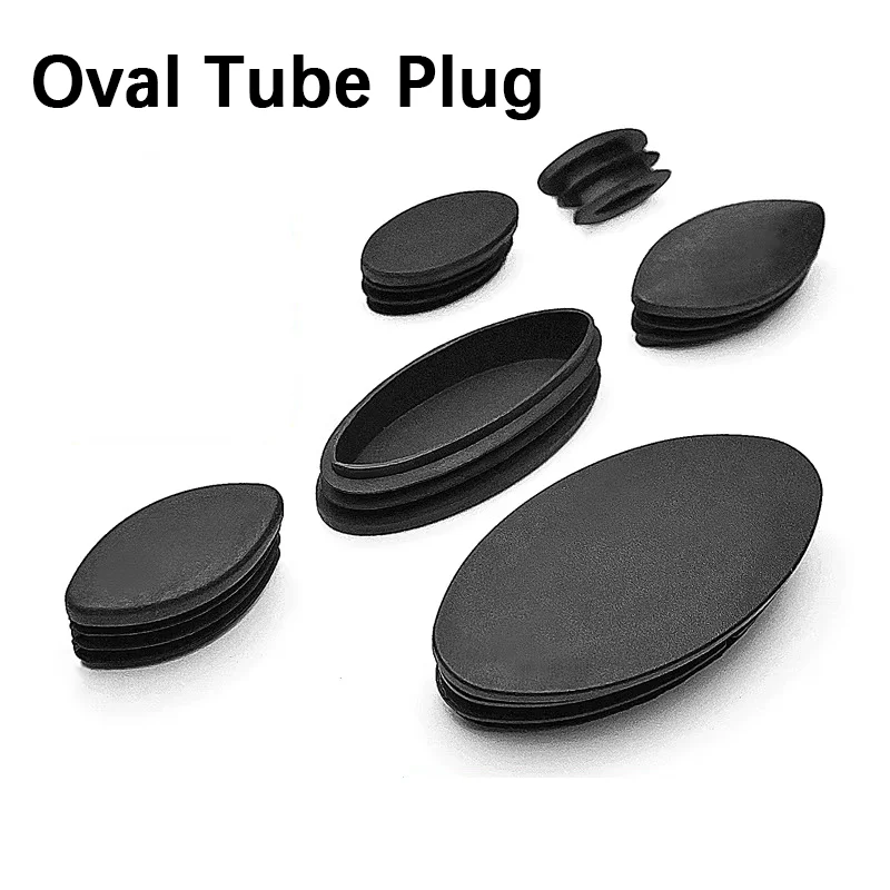10pcs Oval Tube Plugs Eye D-Shaped Elliptical Sharp Corner Plugs Stool Office Chair Leg Foot Pads Tube End Caps