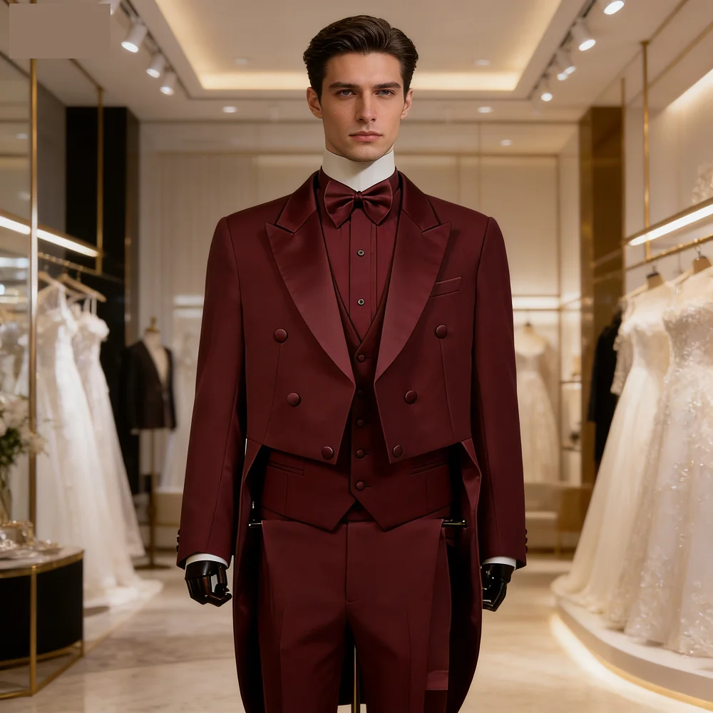 

Мужской современный бело-черный смокинг с фраком Magico: сценический костюм для выступлений, базовый стиль для магов и певцов