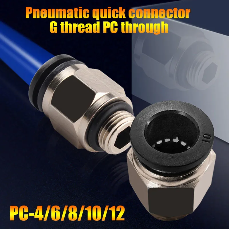 2 Pcs Pneumatic Quick Connector G Thread PC8-G02 Straight Through 10-G01 Pneumatic Component Quick Connector With Sealing Ring