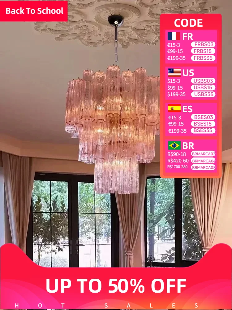 

Italian Designer Vintage Texture Glass Ceiling Chandeliers Home Decor Hanging Lamps for Living Dining Room Lustre Pendant Light