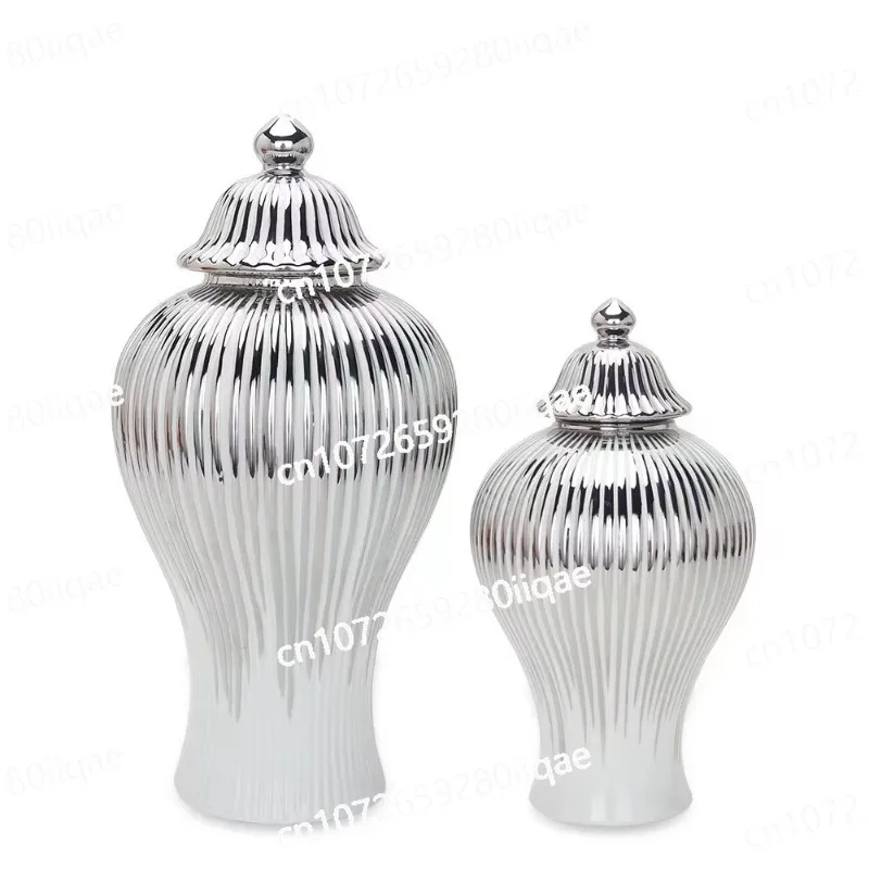 Gold Silver Ginger Decoration Home Ceramic Jar Decoration Gold Line Vase Set Home Decoration