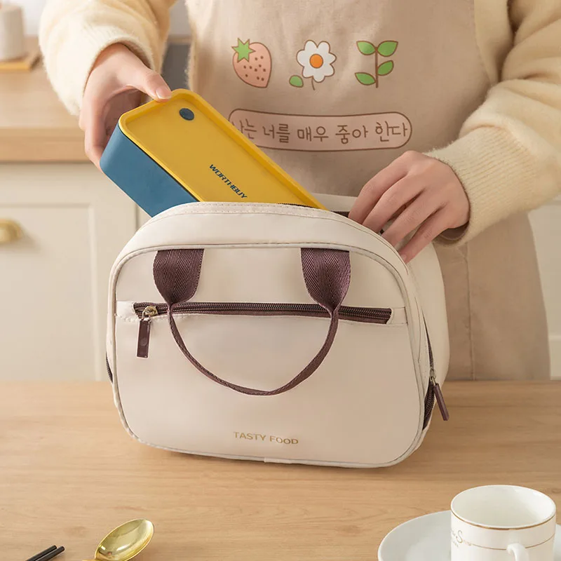 

Practical Lunch Bag Girls Insulated Oxford Cooler Handbag Aluminium Foil Thermal Food Box Family School Picnic Dinner Container