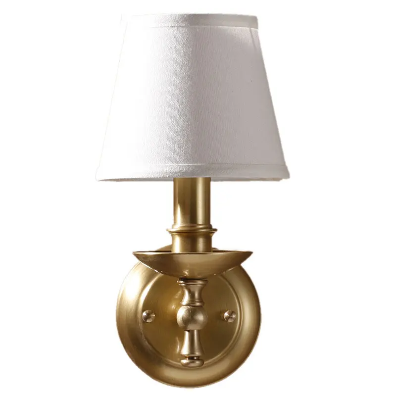 Imagem -05 - Americano Retro Todos Copper Fabric Wall Lights Sala de Estar Quarto Cabeceira Espelho Lâmpada Frontal Corredor Lâmpada Escada Estilo Europeu