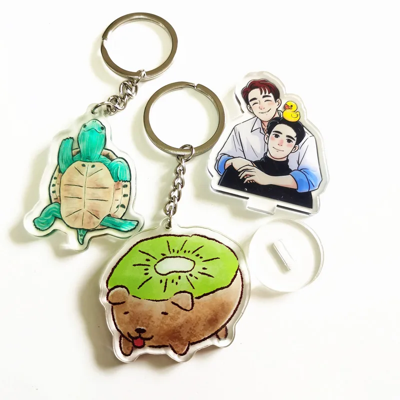

Wholesale Custom Acrylic Photos Key Chain Colored Background Fashion Anime Cartoon Figures Keychain Cute Keyring Bags Pendant
