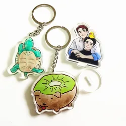 Wholesale Custom Acrylic Photos Key Chain Colored Background Fashion Anime Cartoon Figures Keychain Cute Keyring Bags Pendant