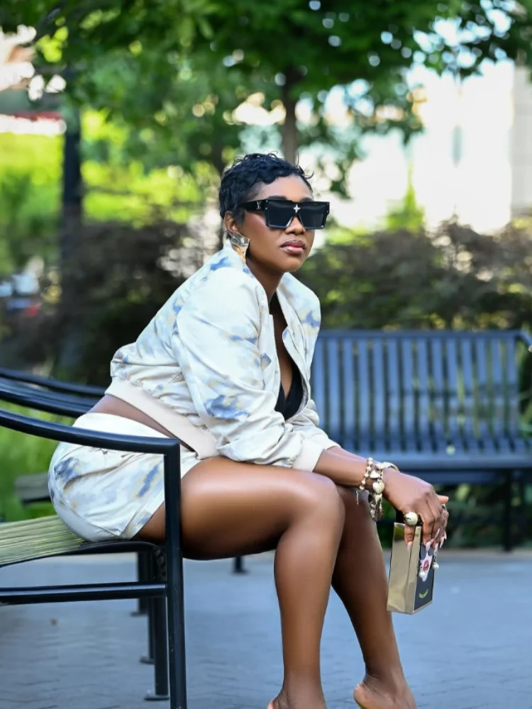 

Fashion Women Tie-dye Printed Short Jacket Casual Full Sleeve Zipper Pocket Cropped Jackets Lady Daily Highstreet Outerwear