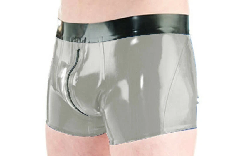 

Rubber2019 Latex Boxer Shorts Briefs Black with Smoke Gray Size S-XXL