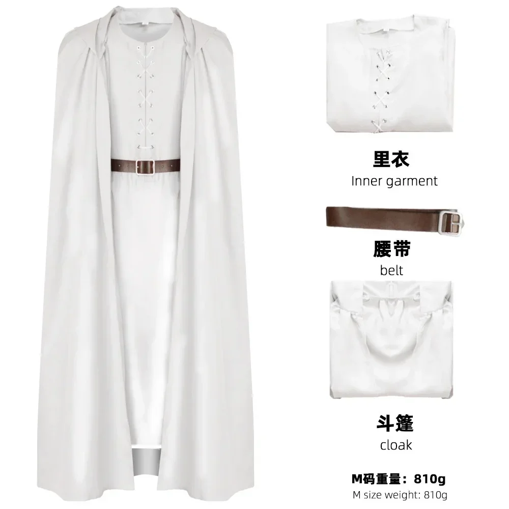 

Gandalf Cosplay Costume White Rings Robe Cape Men Fantasia Halloween Carnival Suit