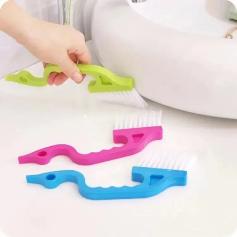 Curved Handle Gap Cleaning Brush Window Slit Tile Corner Scrub Brush Multi-use Kitchen Bathroom Cleaning Supplies