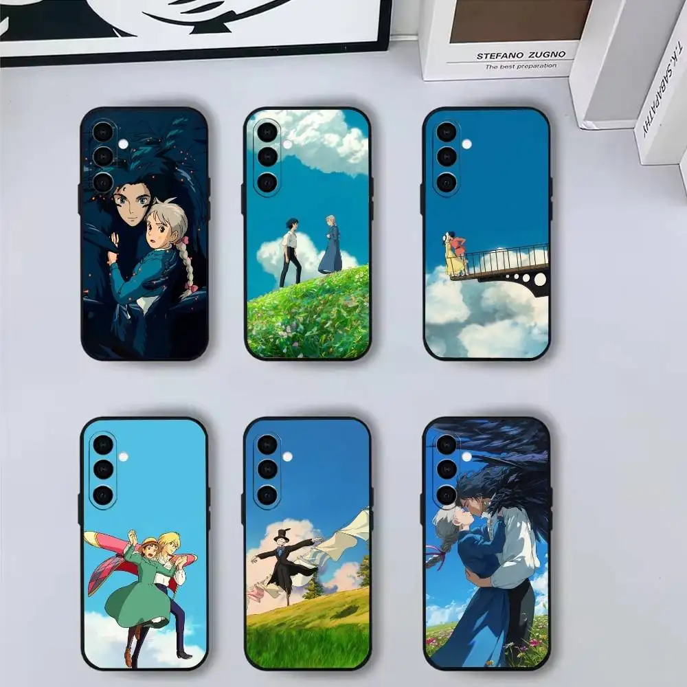 

Cute W-Walking Castlees Phone Case Black Silicone Soft For Samsung Galaxy A73,A72,A71,A70,A53,A52,A51