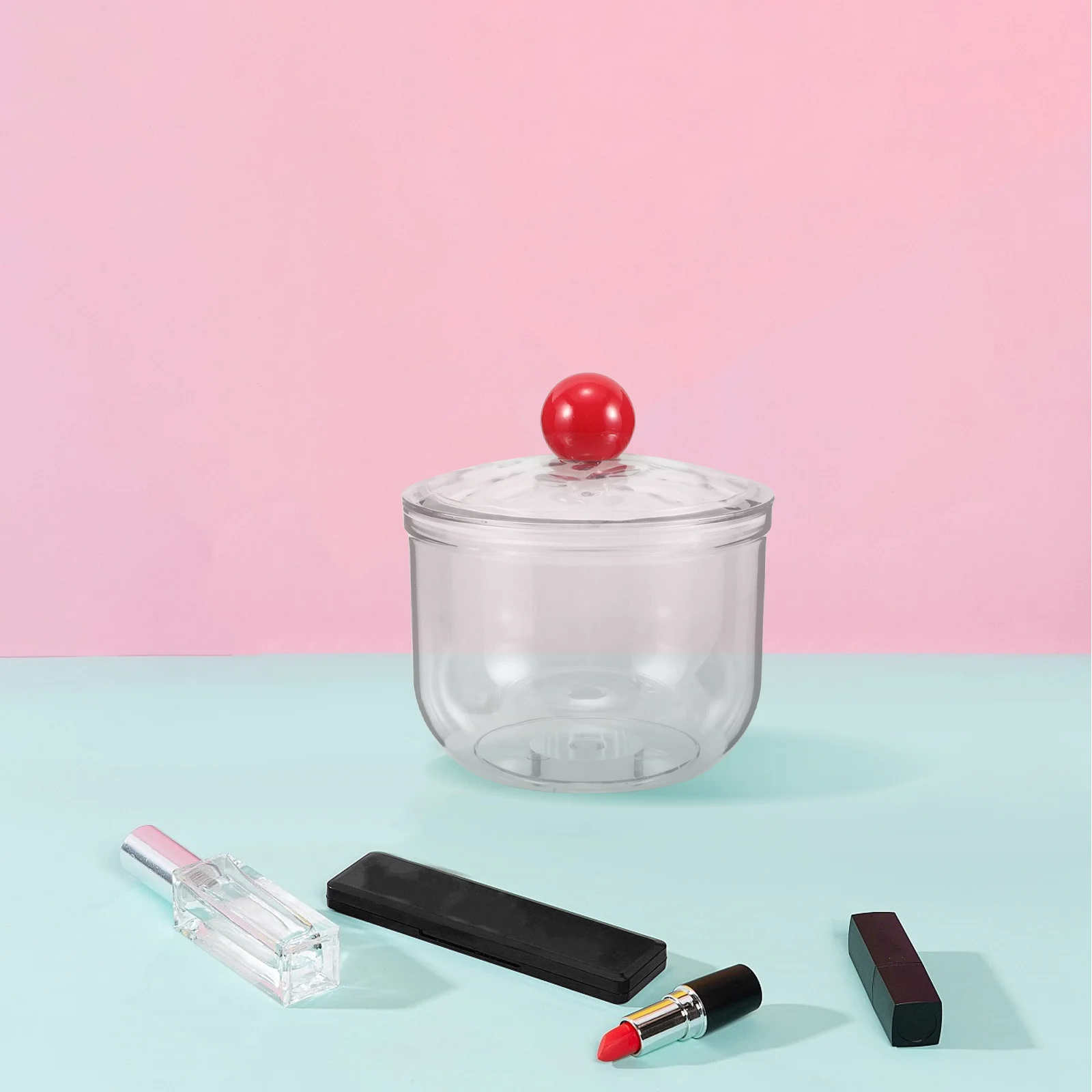 

Clear Candy Jar Airtight Plastic Container 900Ml Transparent Lid Office Desk Kitchen Storage Cotton Ball Toothpick Holder