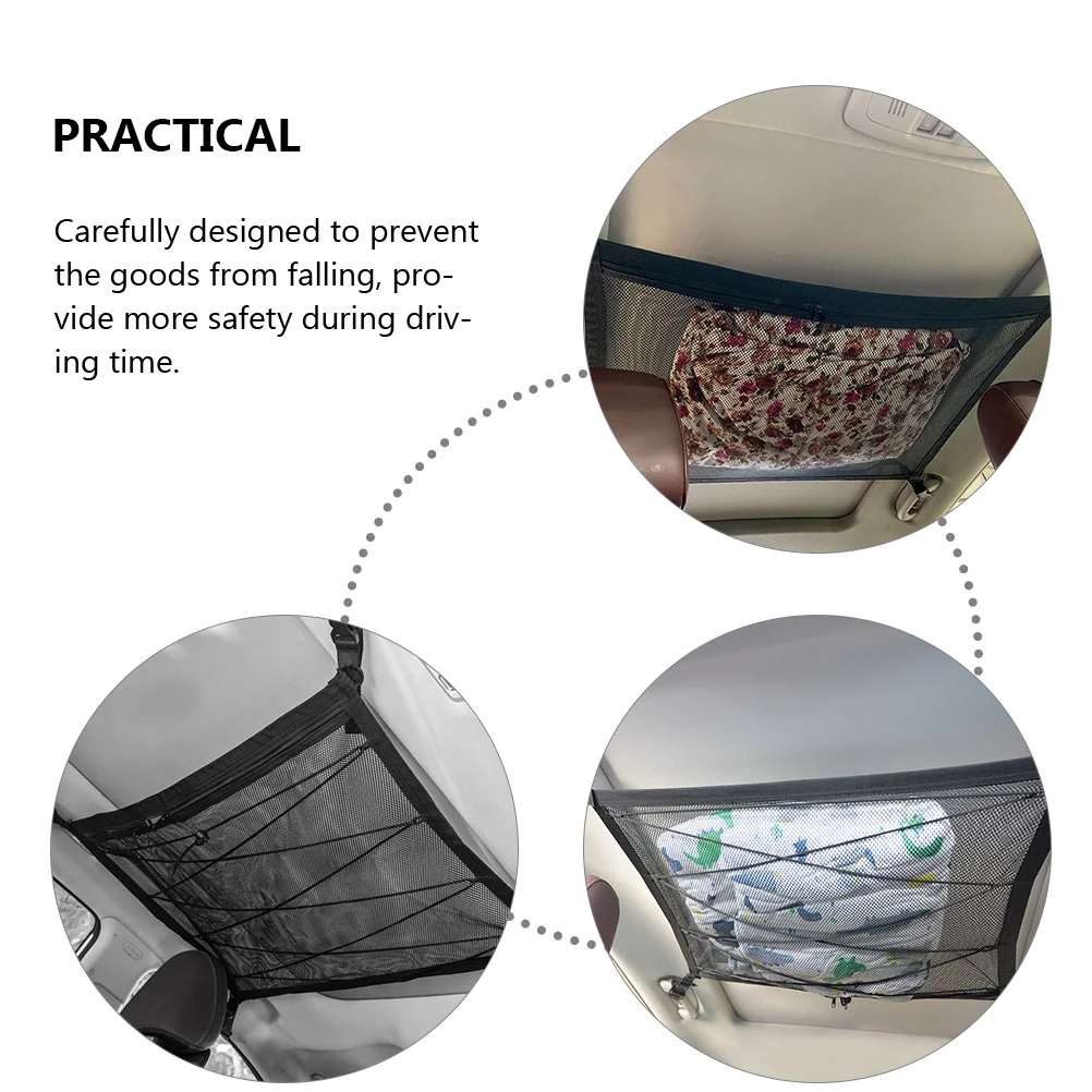 

Car Ceiling Cargo Net Double Layer Mesh Design for Suv Truck Organized Storage on Long Trips Road Trip Essentials Car