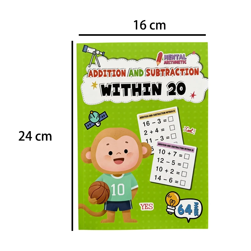 Math Addition and Subtraction Exercise Book Within 10-100 ,64 Pages Mathematics Specialized Training, Oral Calculation Book
