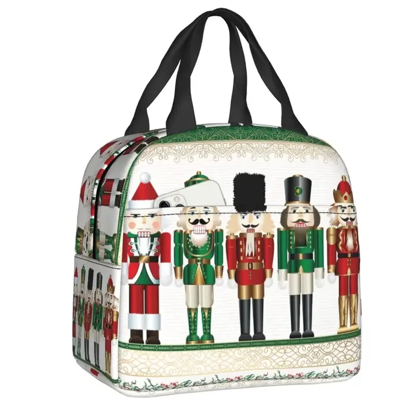 

Merry Christmas Nutcrackers Portable Lunch Boxes Leakproof Nutcracker Soldier Doll Gift Thermal Cooler Food Insulated Lunch Bag