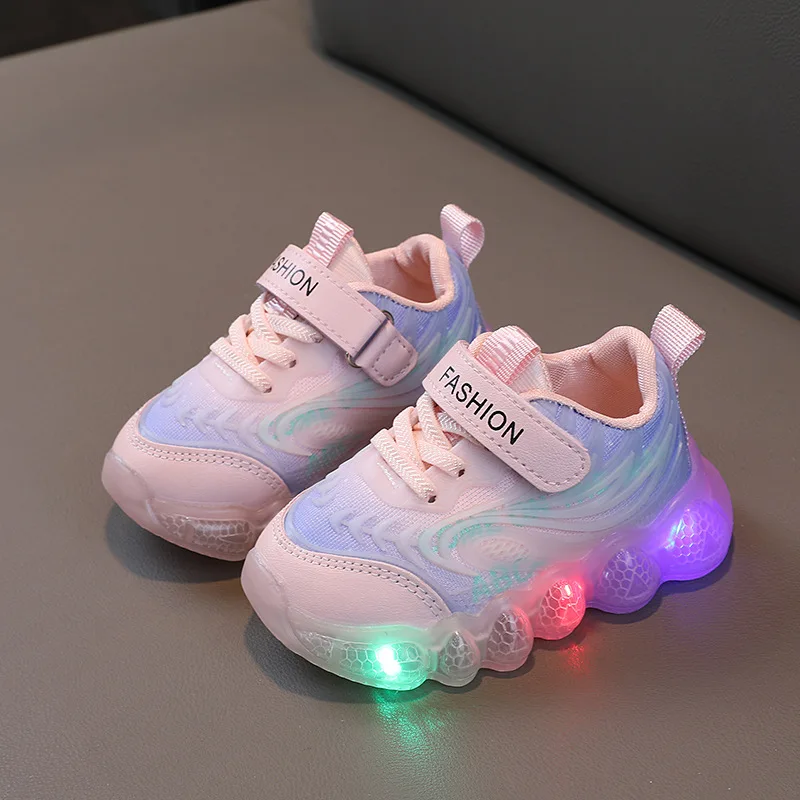 Kids Casual Shoes Spring And Autumn Girls Light-up Shoes Children\'s LED Shiny Lights Sneakers Little Kids Glowing Light Sneakers