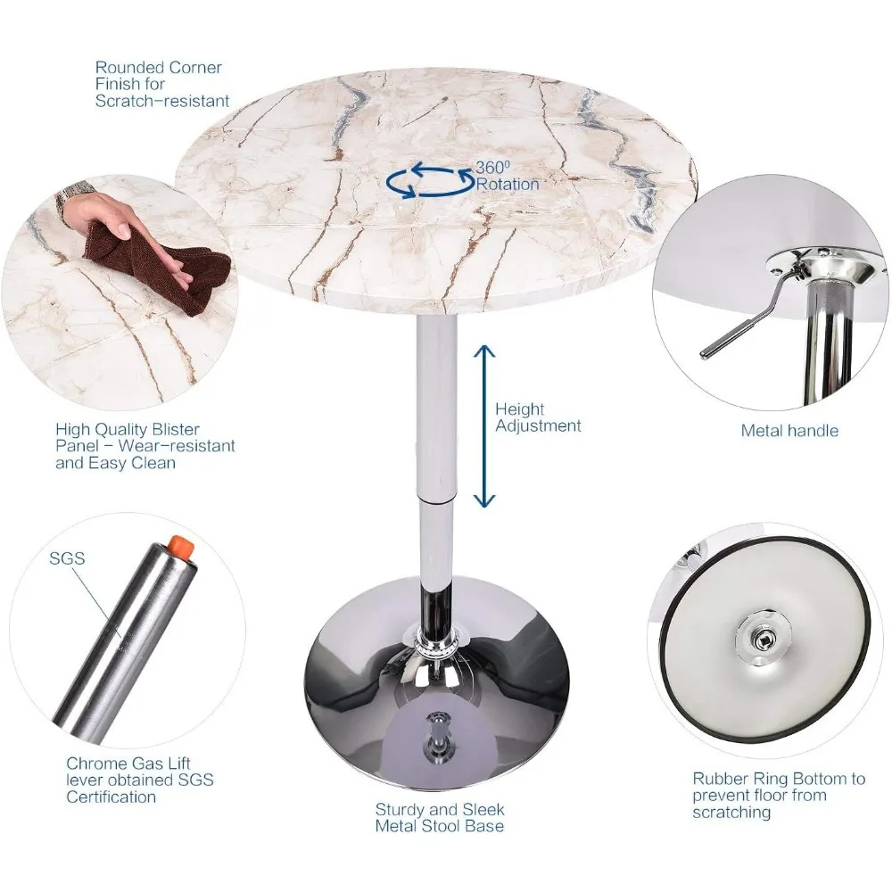 Bartafelset van 3 verstelbaar rond bureau en 2 draaibare pubkrukken voor thuiskeuken Bistro Bars Wijnkasten